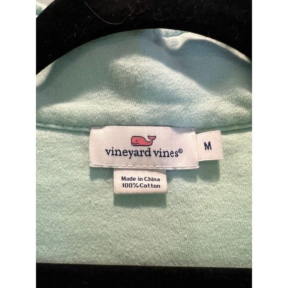 Vineyard Vines Mint Green with Pink Strip Shoulders 3/4 Zip Shep Shirt Medium - Picture 6 of 6